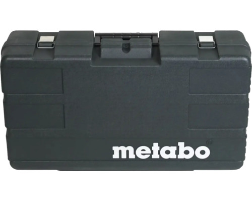 Metabo Werkzeugkoffer aus robustem Kunststoff mit Metallverschlüssen für sicheren Transport.