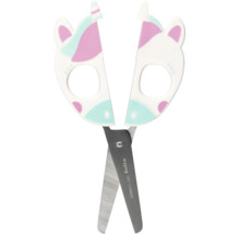 Bastelschere für Kinder aus rostfreiem Stahl mit Kunststoffgriffen im Einhorn Design.