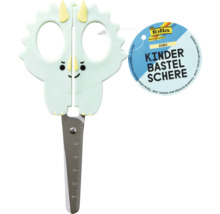 Kinderbastelschere im Dinosaurier-Design mit Zentimeterskala auf der Metallklinge.