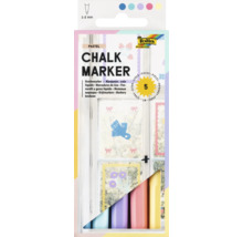 Folia Kreidemarker Set Pastel mit 5 Stück und einer Strichstärke von 1 bis 2 Millimeter für Glas und Fenster.