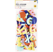 folia BRINGMANN Logo. Packung mit 190 bunten Filz-Stickern in Form von Buchstaben zum Basteln.