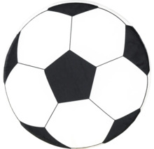 Rundes Kissen oder Teppich mit klassischem Fußball-Muster.
