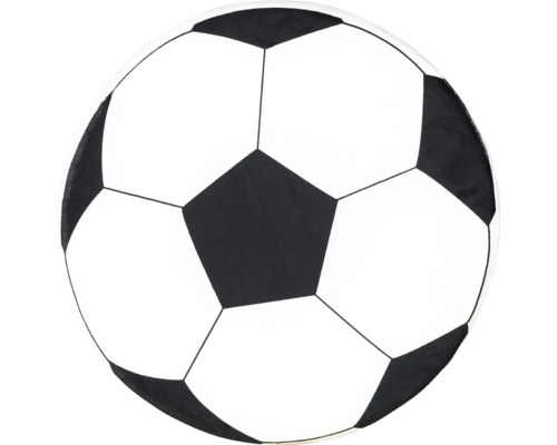 Rundes Kissen oder Teppich mit klassischem Fußball-Muster.