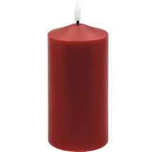 Rote LED-Stumpenkerze mit flammenförmigem Licht.