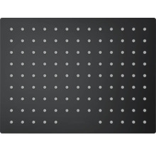 Quadratischer Regenduschkopf in Schwarz mit Antikalk-Düsen.