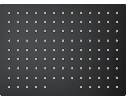 Quadratischer Regenduschkopf in Schwarz mit Antikalk-Düsen.