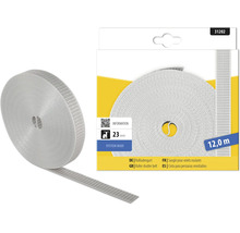 Grauer Rollladengurt System Maxi, Breite 23 Millimeter, Länge 12 Meter.