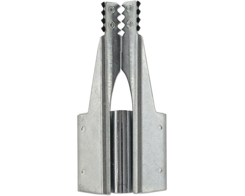 Drahtspanner aus Metall mit gezackten Klemmbacken und einem zylindrischen Mittelteil.