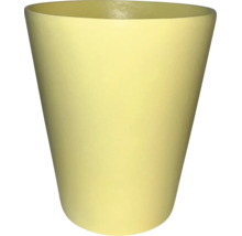 Gelber Blumentopf in konischer Form mit matter Oberfläche.