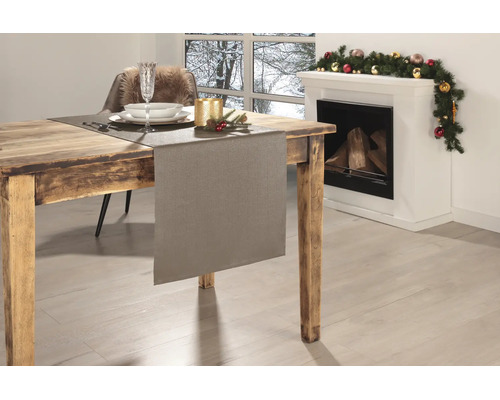 Tischläufer taupe silber 40x150 cm