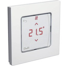 Danfoss digitaler Raumthermostat mit Displayanzeige 21,5 Grad und Pfeilsymbolen zur Temperaturregelung.
