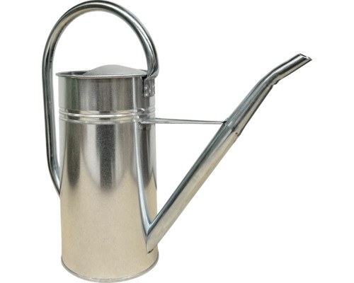 Gießkanne aus Metall mit langem Ausguss und Griff.