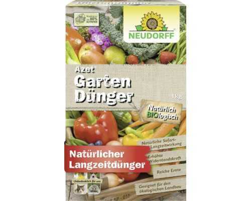 Neudorff Azet Gartendünger 1 Kilogramm, organischer Langzeitdünger für Obst und Gemüse, ökologisch, unbedenklich für Haustiere und Igel.