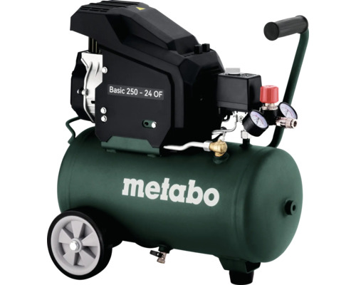 Metabo Kompressor Basic 250 - 24 OF mit 24 Liter Kessel, Rädern und Manometer.