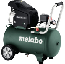 Metabo Basic 250-50 Kompressor mit grünem Kessel, Rollen und Metallgriff.