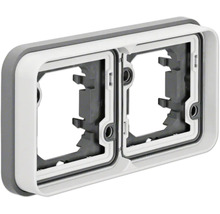 Aufputz-Abdeckrahmen 2-fach horizontal für Schalter und Steckdosen mit Dichtung.