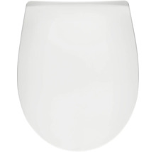 Weißer Toilettendeckel in D-Form.