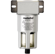 Metabo Druckluftfilter aus Metall mit transparentem Sichtglas und Metabo Logo.