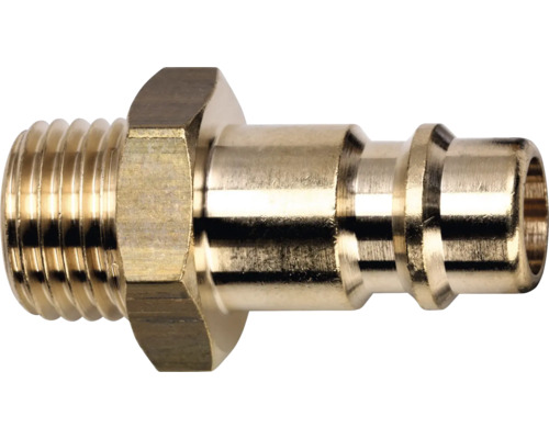 Stecknippel mit Außengewinde aus Messing für Druckluftzubehör.
