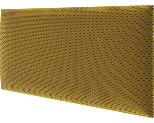 Gepolstertes Wandpaneel mit strukturierter Waffel-Optik.