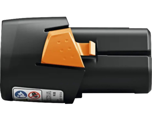Stihl Lithium-Ionen-Akku AS 2 für Gartengeräte in Schwarz und Orange.