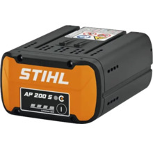 Stihl Lithium-Ionen-Akku AP 200 S mit Ladezustandsanzeige für akkubetriebene Gartengeräte.