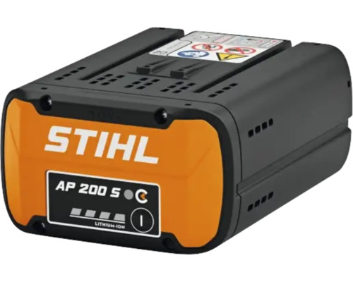 Stihl Lithium-Ionen-Akku AP 200 S mit Ladezustandsanzeige für akkubetriebene Gartengeräte.