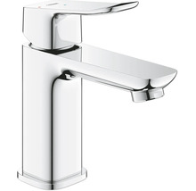 Moderne Grohe Einhand-Waschtischbatterie aus verchromtem Metall mit flachem Auslauf und zylindrischem Körper.