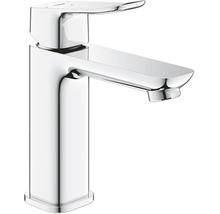 Einhebel-Waschtischarmatur aus Chrom mit flachem Auslauf und oberseitigem Hebel.