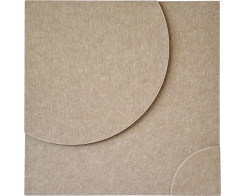 Akustikpaneel aus Filz in Beige, quadratisch mit kreisförmigem Reliefmuster.