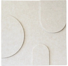 3D-Wandpaneel mit geometrischem Reliefmuster aus Kreisen und Bögen in strukturierter Steinoptik.