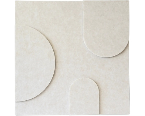 3D-Wandpaneel mit geometrischem Reliefmuster aus Kreisen und Bögen in strukturierter Steinoptik.
