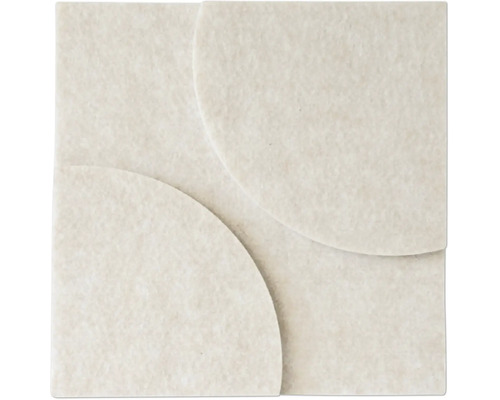 Quadratisches Wandpaneel aus Filz mit strukturiertem geometrischem Kreismuster.