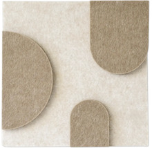 Akustikpaneel aus Filz mit geometrischen Formen in Beige und Hellbraun für die Wandgestaltung.