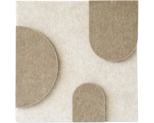Akustikpaneel aus Filz mit geometrischen Formen in Beige und Hellbraun für die Wandgestaltung.