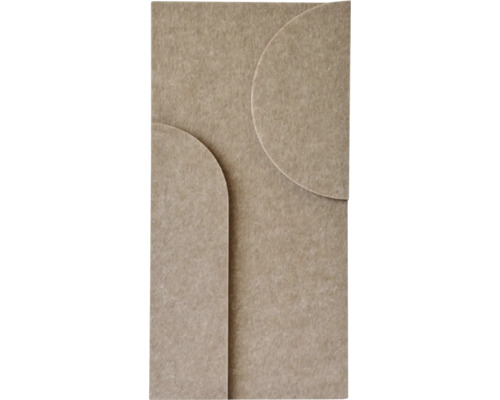 Beiges Akustikpaneel aus Filz mit geometrischem Relief und abgerundeten Formen.