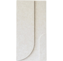 Strukturierte Wandpaneele mit abgerundeten Ecken und mehrlagigem Design.