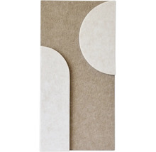 Strukturiertes Wandpaneel aus filzähnlichem Material mit geometrischen Formen.