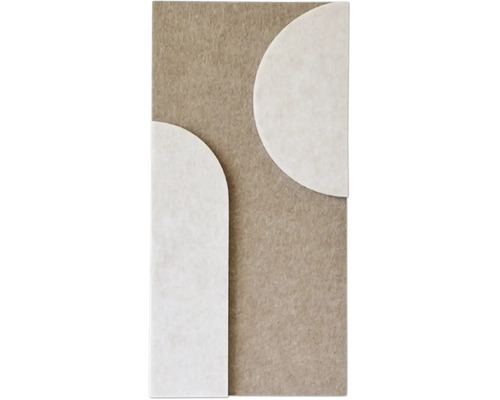 Strukturiertes Wandpaneel aus filzähnlichem Material mit geometrischen Formen.