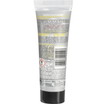 Rückseite einer 90 Gramm Tube Pattex Kleben statt Bohren Kristallklar mit Produktbeschreibungen und Gefahrenhinweisen.