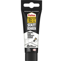 Pattex Montagekleber Kleben statt Bohren Kristallklar, Pattex Logo, Henkel Logo, starke Anfangshaftung, für alle Materialien, innen und außen.