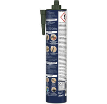 Sanitär-Silikon in der 280 Milliliter Kartusche mit Dosierdüse, Henkel Logo, Warnhinweisen und Anleitung für Bad und Toilette.