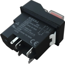 KEDU KJD32D elektromagnetischer Schalter mit Flachsteckern und technischen Spezifikationen.
