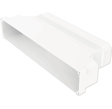 Weißer Flachkanalverbinder aus Kunststoff für Lüftungsanlagen.