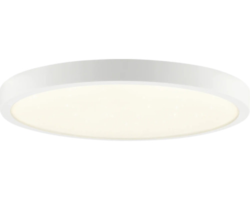 Runde LED-Deckenleuchte in flachem Design mit weißem Rahmen und Diffusor.