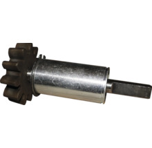 Zahnradwelle aus Metall mit zylindrischem Gehäuse und Vierkantantrieb.