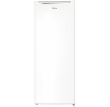 Weißer freistehender Kühlschrank mit integriertem Türgriff und Amica Logo.