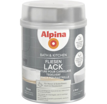 Alpina Bad und Küche Fliesenlack für Wand- und Bodenfliesen im Farbton Stone, seidenmatt, Ergiebigkeit circa 10 Quadratmeter.