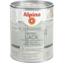 Strapazierfähiger Alpina Möbellack Bath und Kitchen im Farbton Silver Leaf, seidenmatt, für circa 10 Quadratmeter, Alpina Logo.