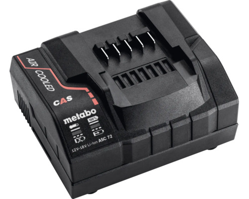 Metabo Akku-Ladegerät ASC 72 für 12 Volt bis 18 Volt Lithium-Ionen-Akkus, luftgekühlt, Cordless Alliance System.
